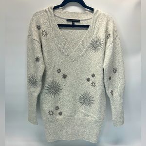 Black House White Market Grey Knit Long Sleeve Sweater with Sequins and Glitter